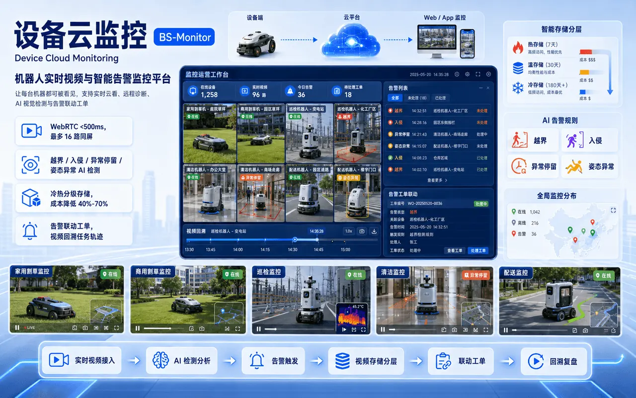监控智能 多路分屏直播界面